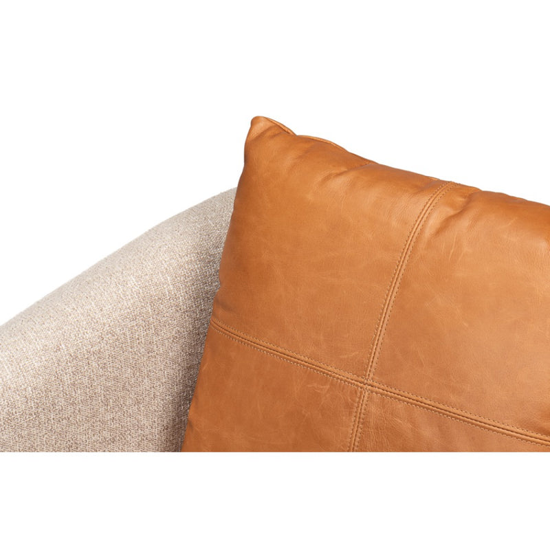 beige upholstered swivel tub chair brown leather back pillow split back