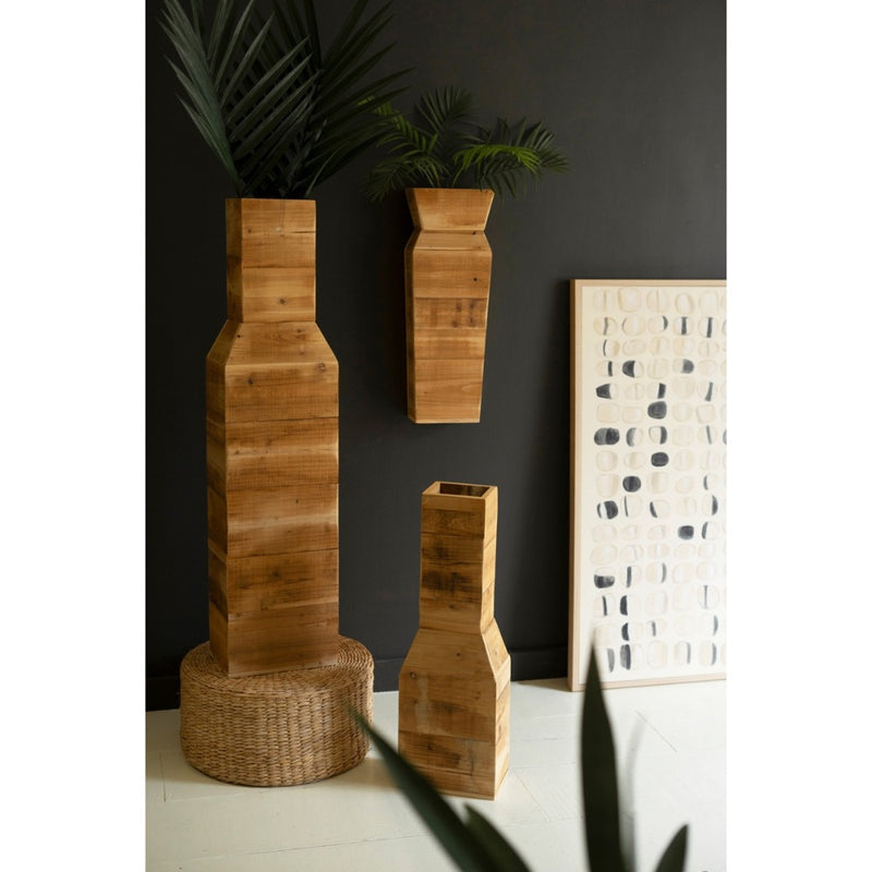 recycled wood tabletop wall vase 