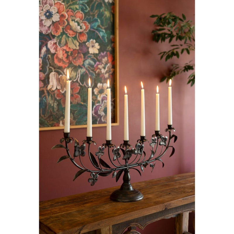 metal flowers taper candelabra seven candles