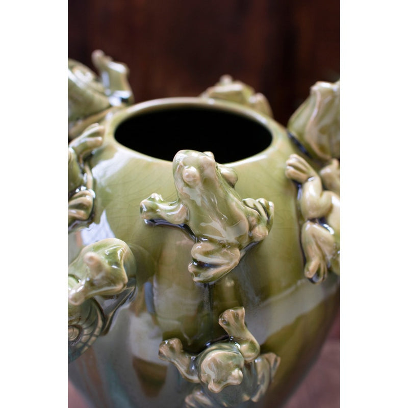 ceramic frogs snails vase 