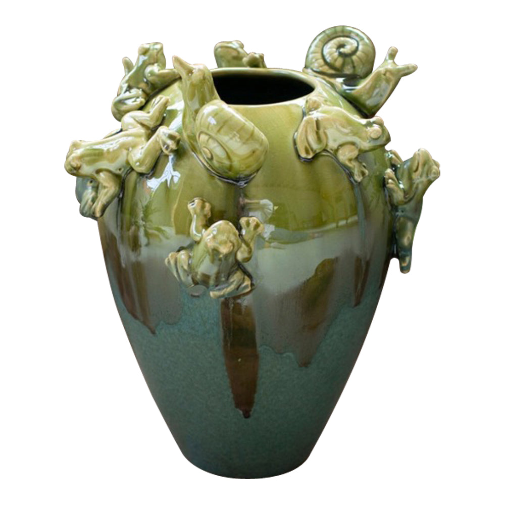 ceramic frogs snails vase 