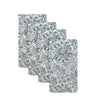 Set of 4 Chrysanthemum Block Printed Napkins by Allem Studio, featuring a blue floral pattern on white.