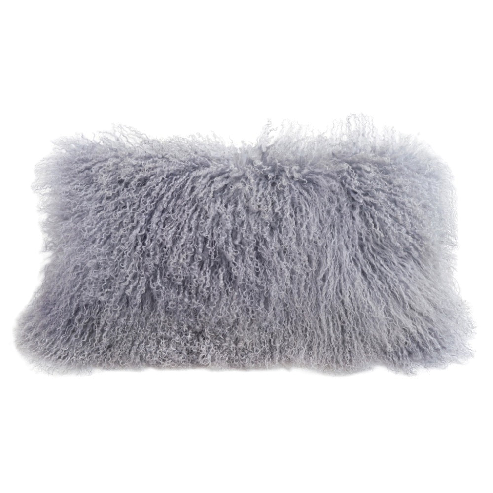 pillow longwool sheepskin lumbar gray