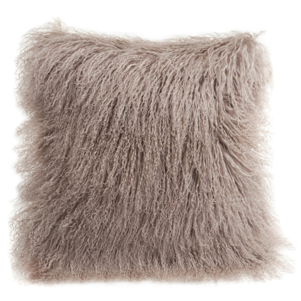 pillow longwool sheepskin square tan