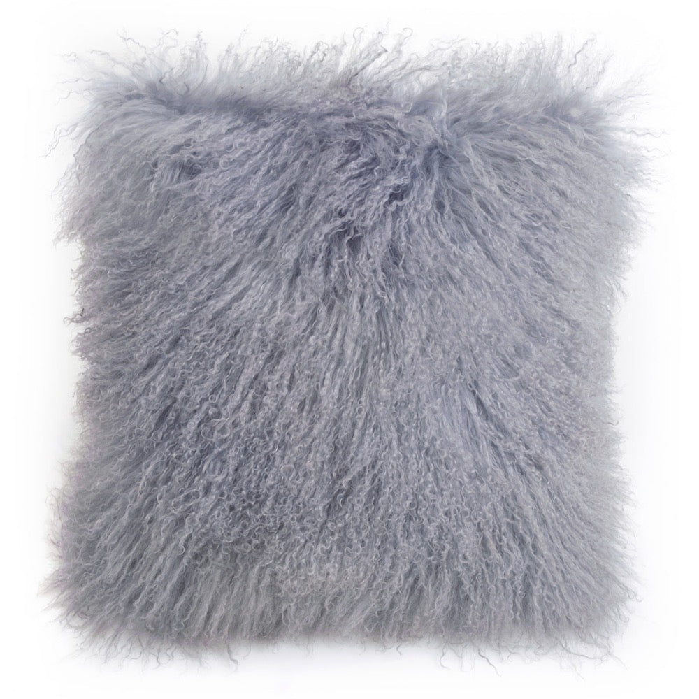 pillow longwool sheepskin square gray