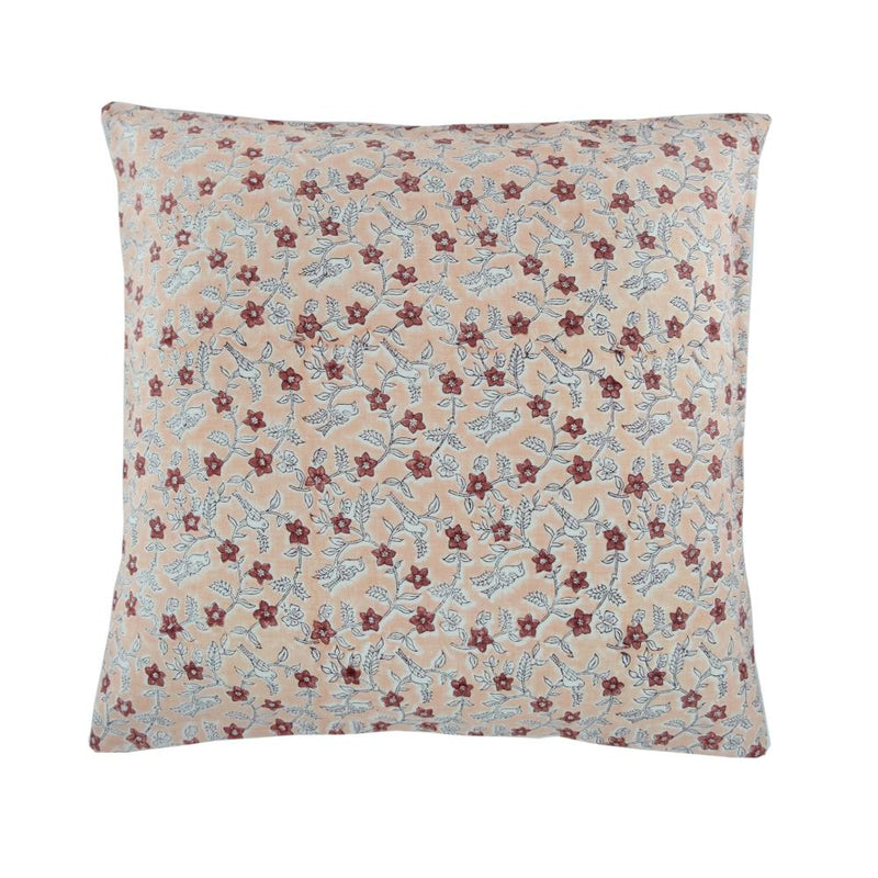 botanical floral birds flowers blush cream pillow