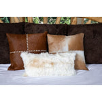 natural tan dyed hide pillow square 20"