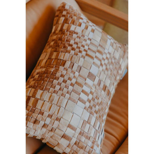 natural tan woven hair on hide lumbar pillow