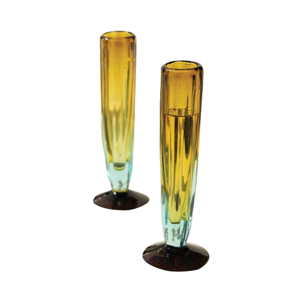 blue ombre recycled glass champagne glass set