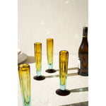 blue ombre recycled glass champagne glass set