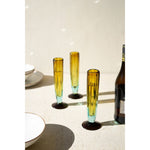 blue ombre recycled glass champagne glass set