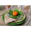 dinner plate bamboo rim green leaves