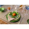 dinner plate bamboo rim green leaves