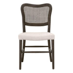 beige seat brown cane back wood frame dining chair