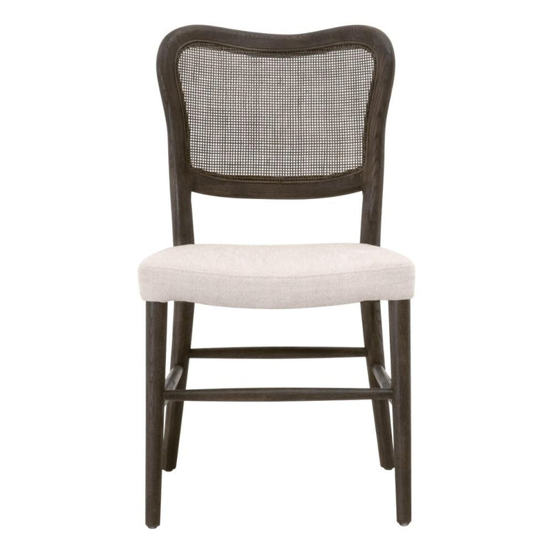 beige seat brown cane back wood frame dining chair