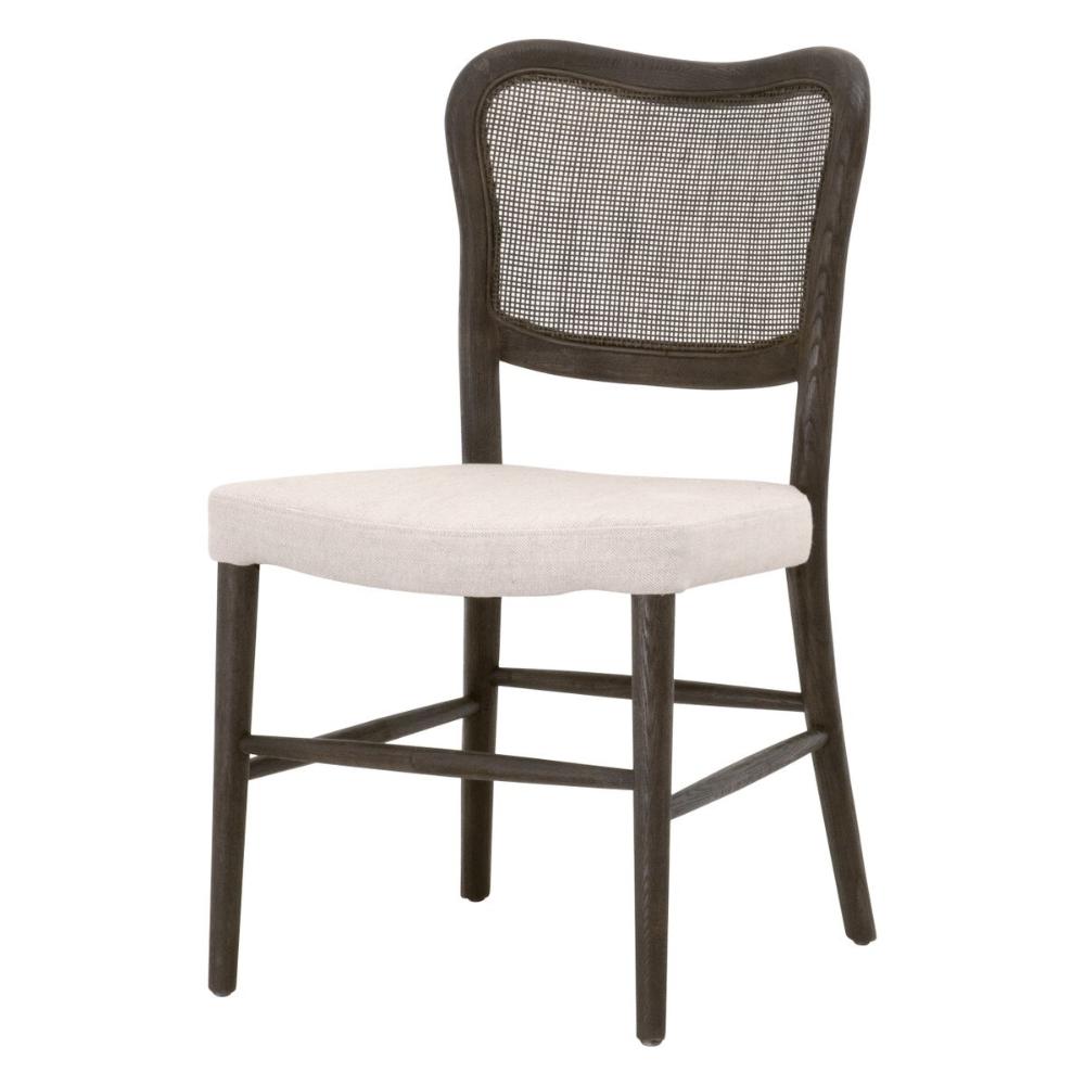 beige seat brown cane back wood frame dining chair