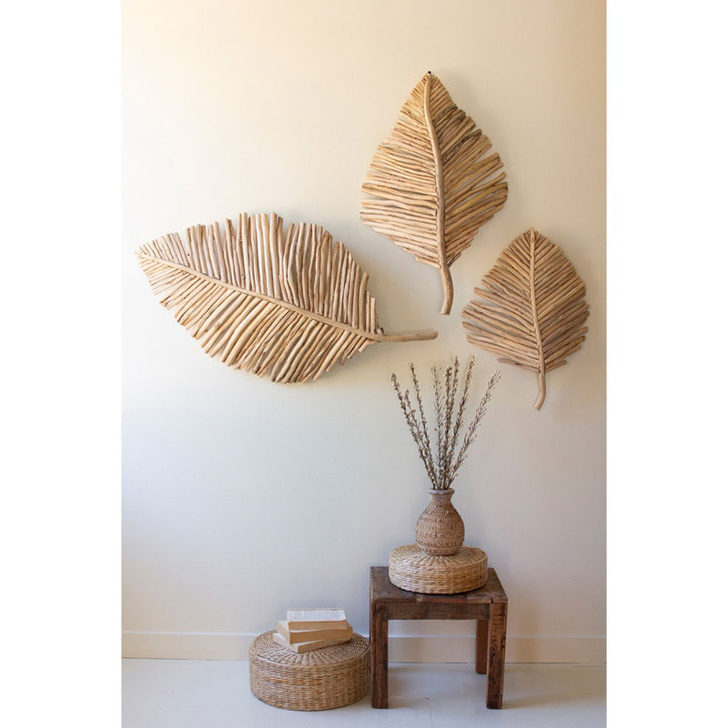 teakwood leaves set handcrafted organic natural decor