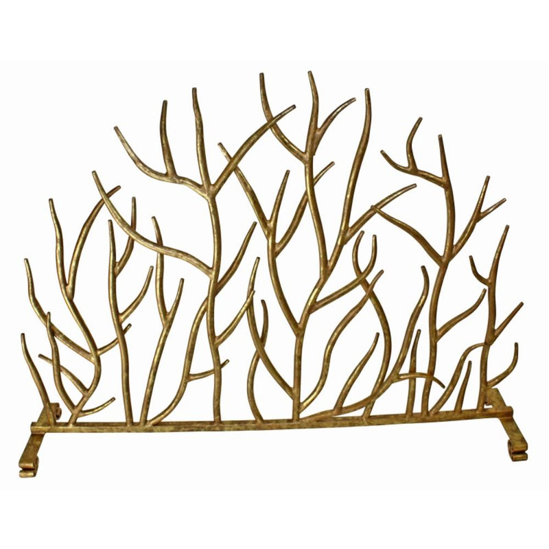 gold iron twig fire screen single panel