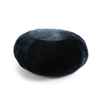 dark navy round sheepskin ottoman