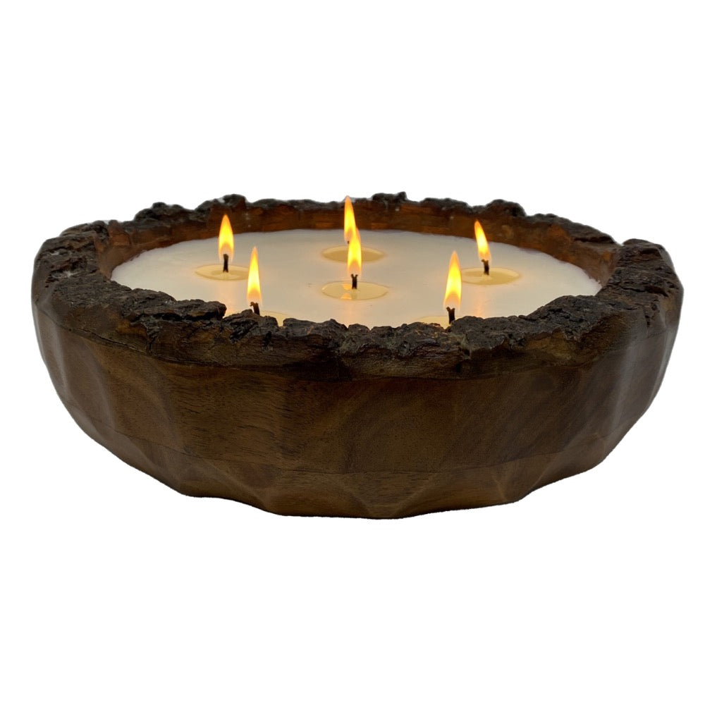 wood tree bark candle 6 wick