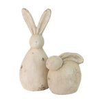 The whimsical Cement Rabbit Sculptures set by Kalalou features a rustic whitewashed finish for your outdoor decor.