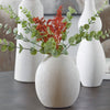 set 3 contemporary white ceramic vases textured varied sizes