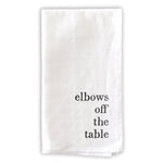 white cotton dinner napkins black print table manner wording