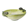 large ombre-like green bowl artichoke handles