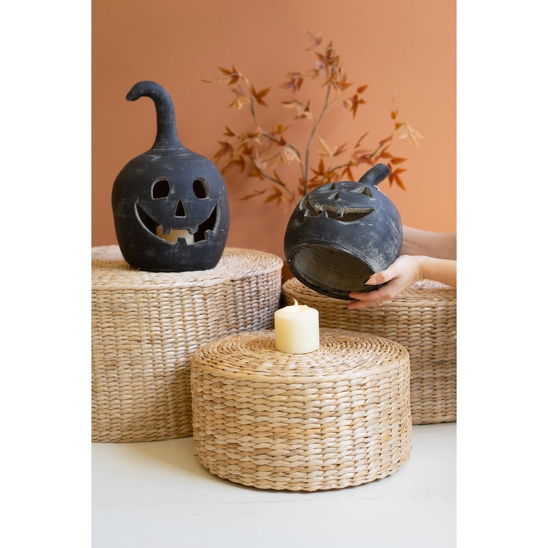 black clay jack o lantern decor set 