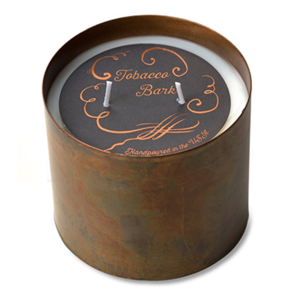 metal round candle copper patina single wick