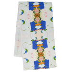 colorful kaleidoscope-like tea guest towel cobalt blue