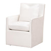 white upholstered arm chair linen back sides