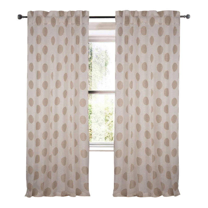 ivory linen sheer curtain panels natural color polka dots