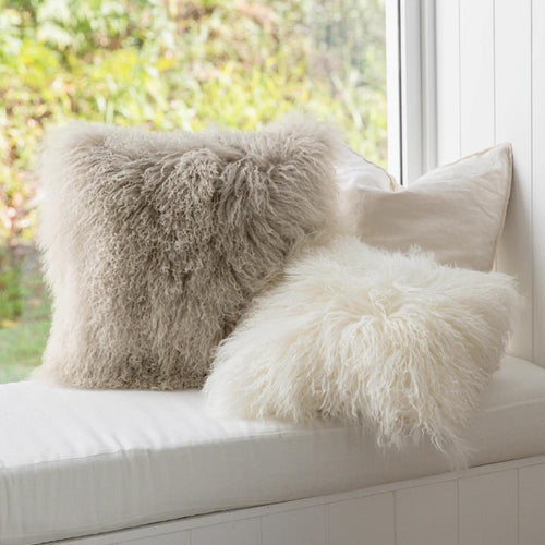 pillow longwool sheepskin square tan