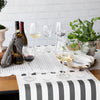 black white paper table runner