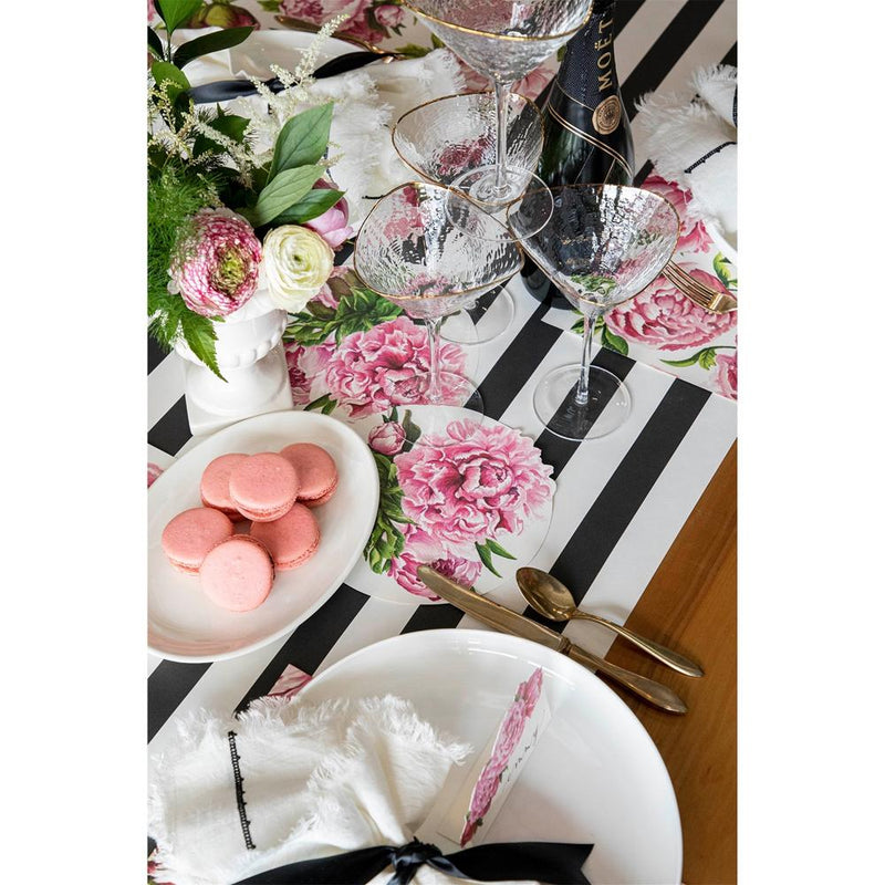 black and white striped paper table runner 