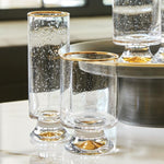 seeded glass old fashioned glass gold rimmed set 