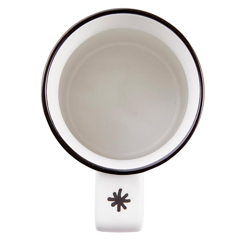 festive holiday mug black white debossed message