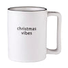 festive holiday mug black white debossed message