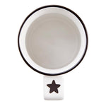 festive holiday mug black white debossed message