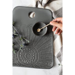 handmade ceramic gray lace detail cheeseboard 