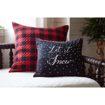 square black linen pillow embroidered Let it Snow