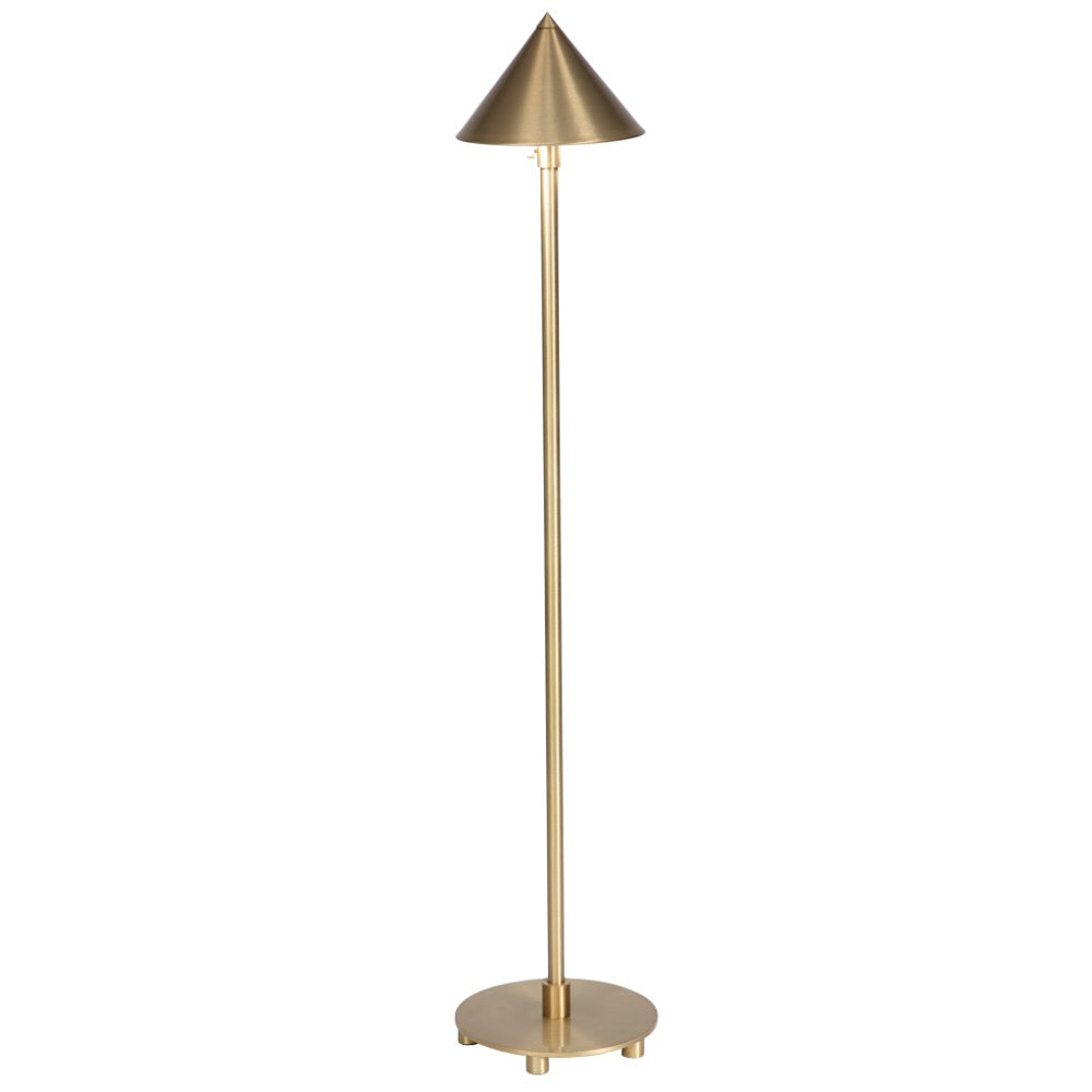 gold brass floor lamp raised base cone top