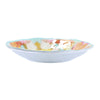 yellow aqua kaleidoscope-like melamine pasta bowls