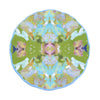 blue green kaleidoscope-like melamine plates