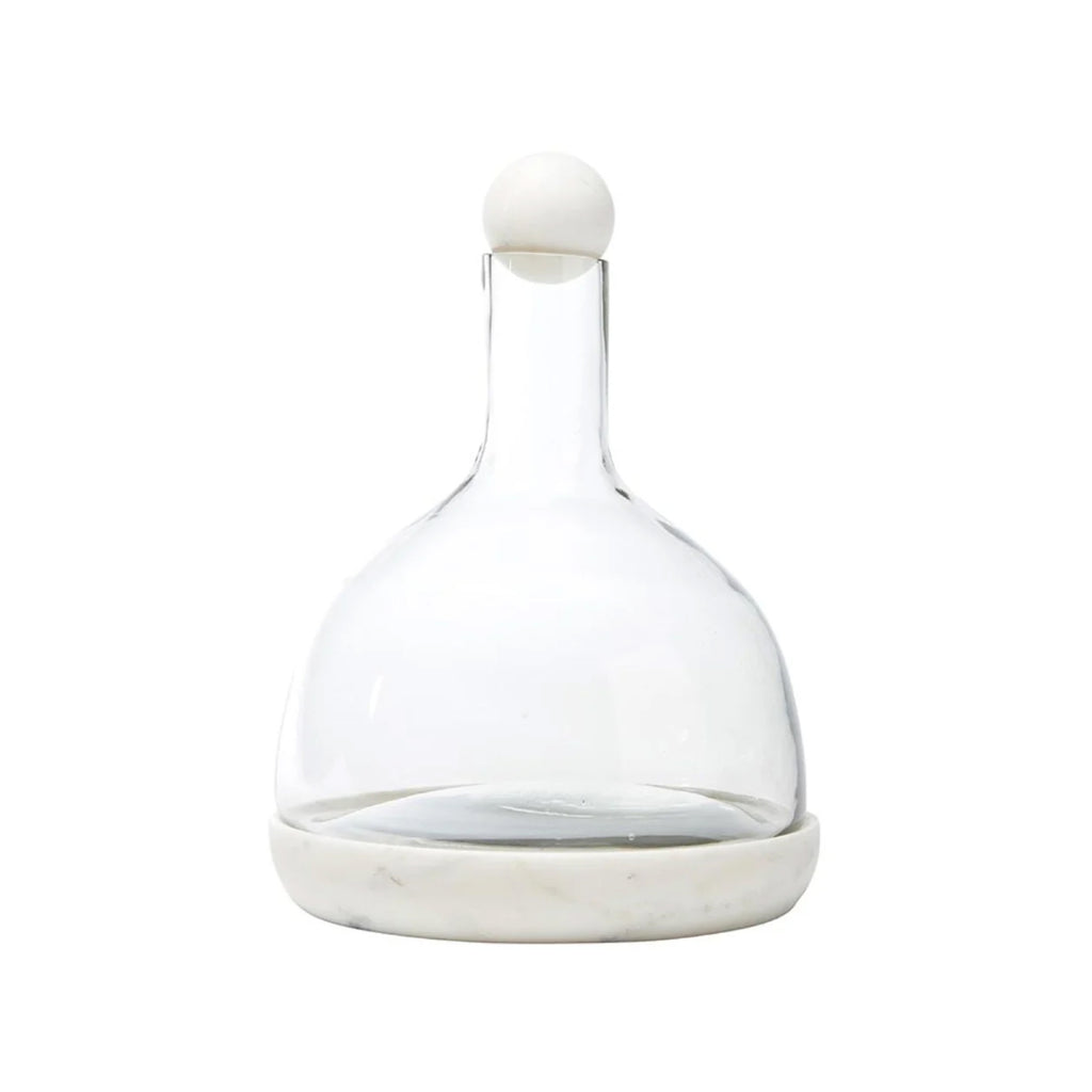 glass marble topper wine carafe white