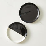 ceramic dipped plates black white modern set