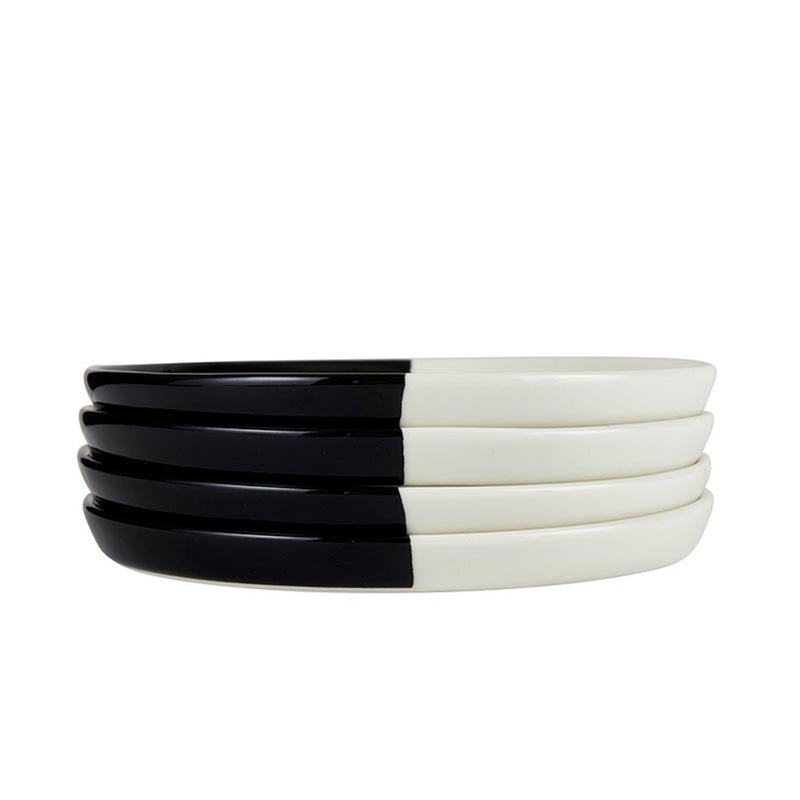 ceramic dipped plates black white modern set