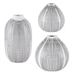 ceramic vase set dotted black white set of 3