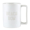 matte off white coffee mug set embossed words Beach Bum